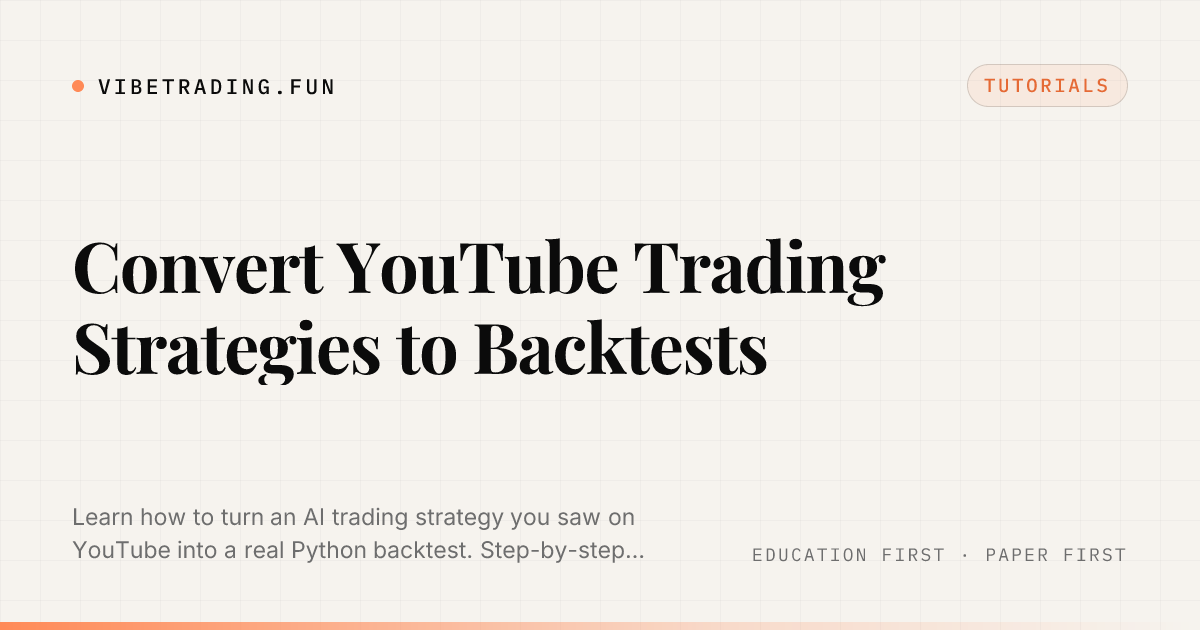 Convert YouTube Trading Strategies to Backtests