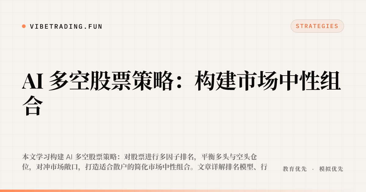 AI 多空股票策略:构建市场中性组合