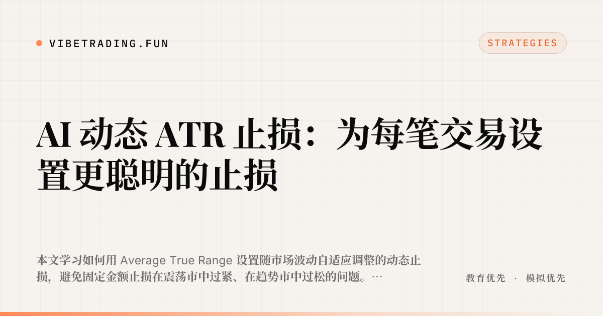 AI 动态 ATR 止损:为每笔交易设置更聪明的止损
